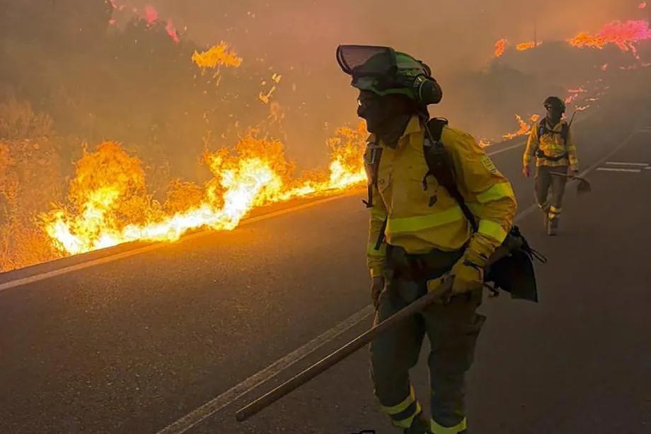 Firefighters battle the blaze in Andalusia.