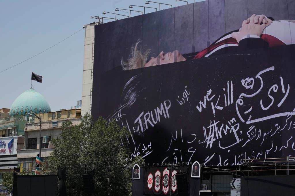 A billboard depicting U.S. President Donald Trump.
