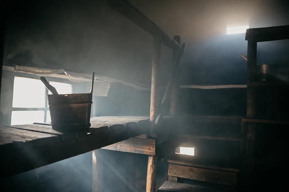 Smoke sauna, one of the most traditional forms in Finland, has no chimney and is milder.