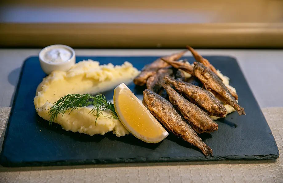 Muikku resembles a sardine because of its size and is usually eaten whole, although it actually belongs to the salmon family.