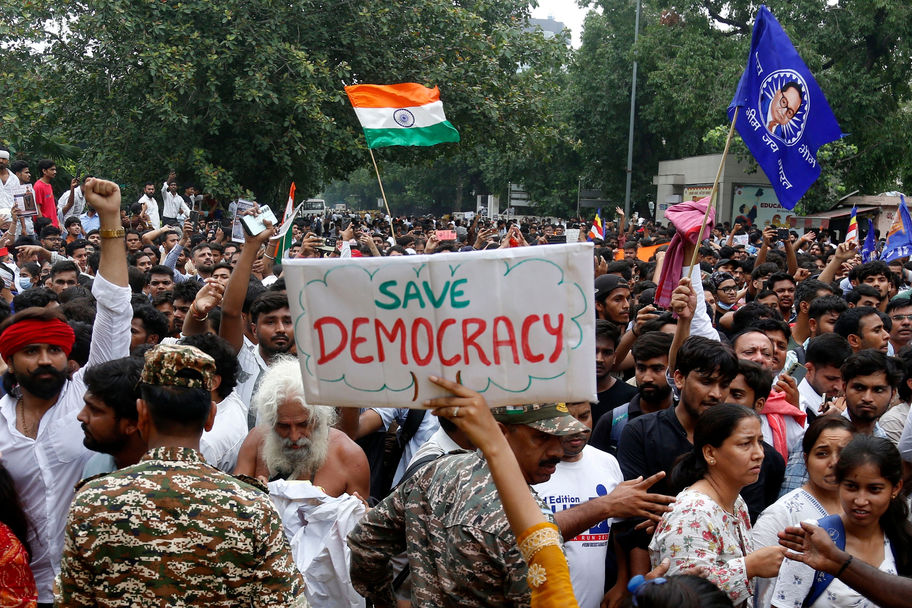 Supporters of the Cockroach Janta Party.