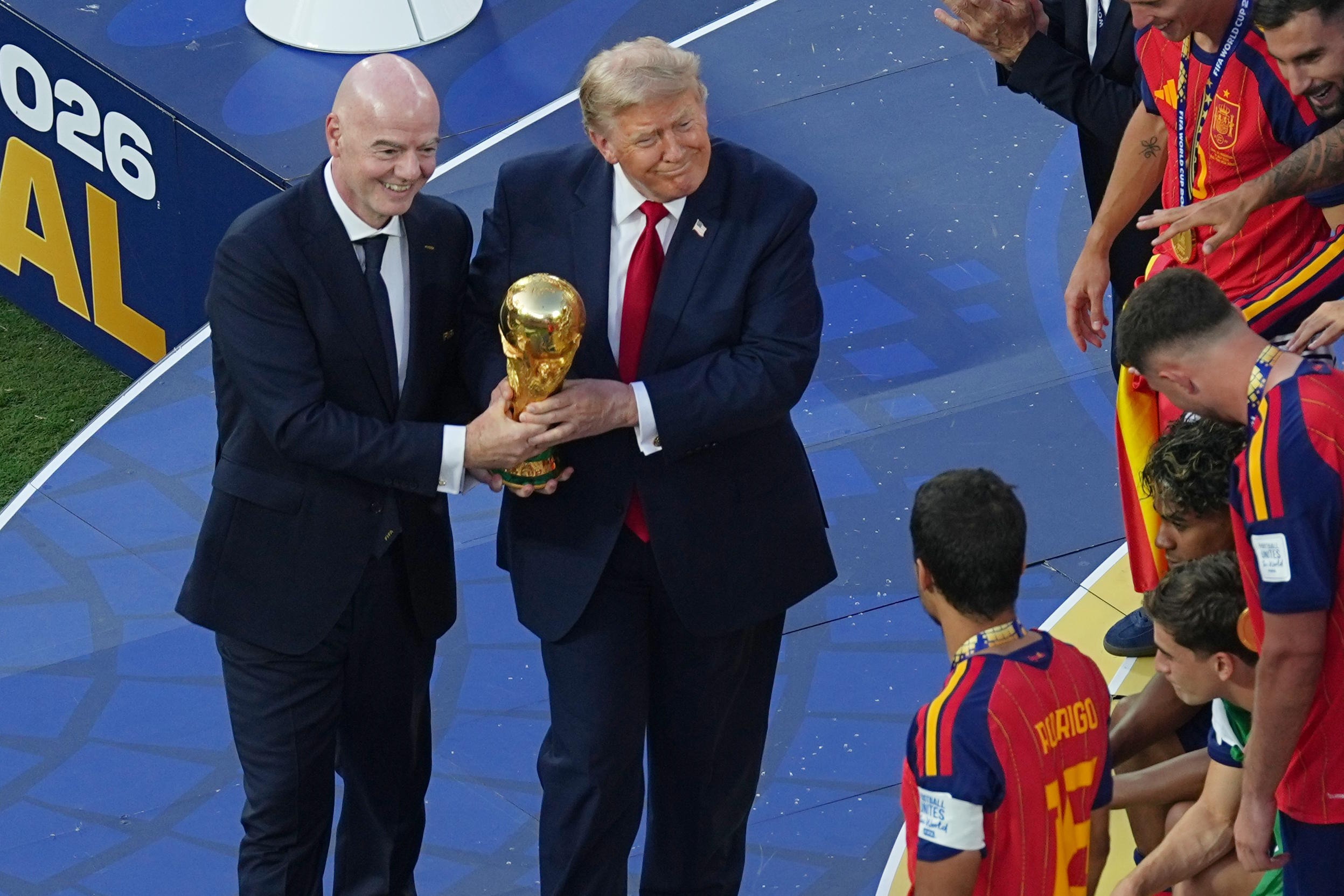 Infantino and Trump at the World Cup final medal ceremony.