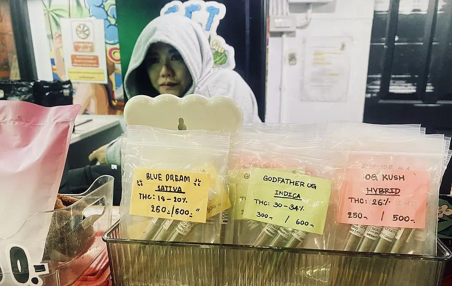 Advertisement for a cannabis store in Thailand.