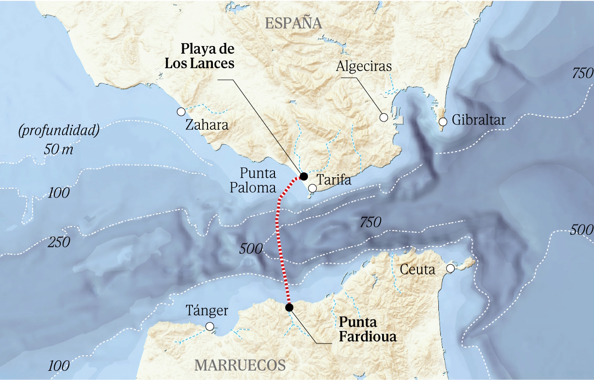 29 kilometers of power lines form the invisible bridge that connects Morocco to Europe