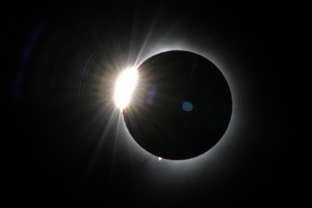 The moon covers most of the the sun as it approaches the total solar eclipse