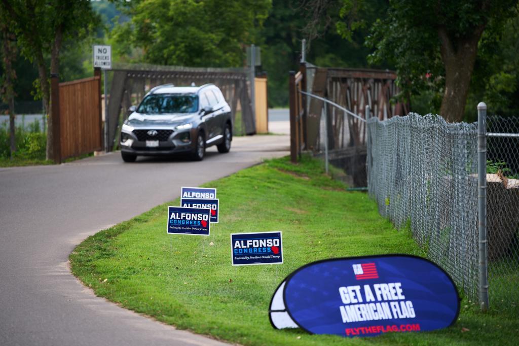 Campaign signs for Michael Alfonso, a candidate for U.S. House in Wisconsin's 7th congressional district