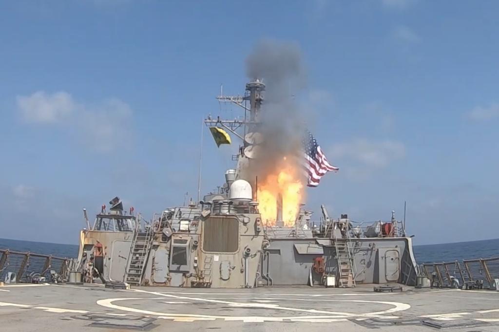 Missile being launched from from a U.S. Navy ship