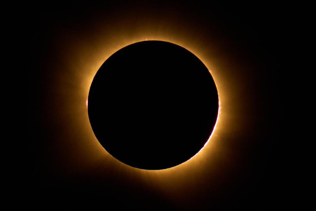 Total solar eclipse in Berlanga de Duero, in central Spain.