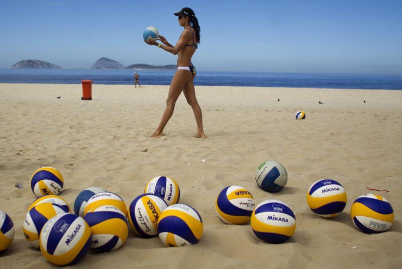 Beach volleyball on Ipanema beach.
