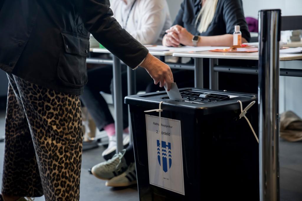 A voter casts a ballot during Iceland's referendum at Reykjavik City Hall in Reykjavik