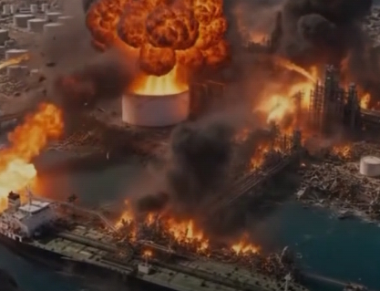 The AI-generated video that Trump posted to illustrate an attack on the Iranian island of Jark