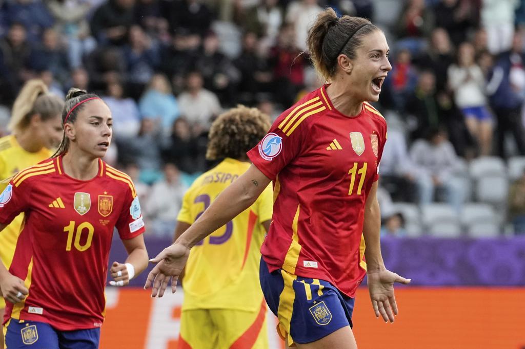 Spain's Alexia Putellas celebrates after scoring.