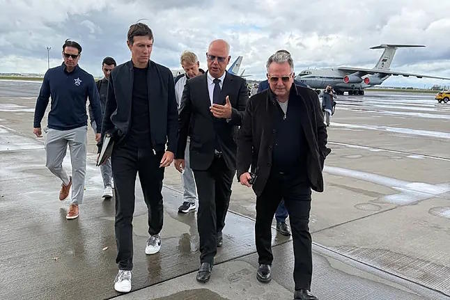 Photo posted by Russian Kirill Dmitriev with Jared Kushner and Steve Witkoff at Vnukovo International Airport in Moscow.