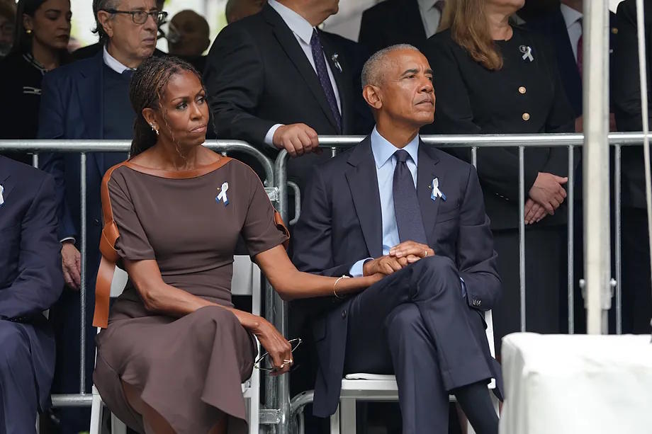 Michelle Obama and the former president, during the 9/11 memorial in New York.