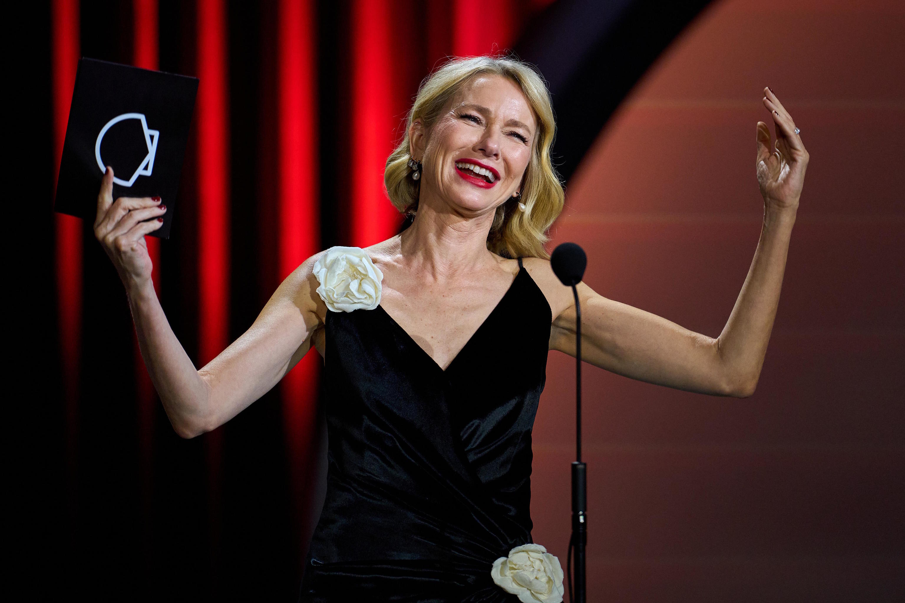 Naomi Watts receives the Donostia Award during the 74th San Sebastian Film Festival.