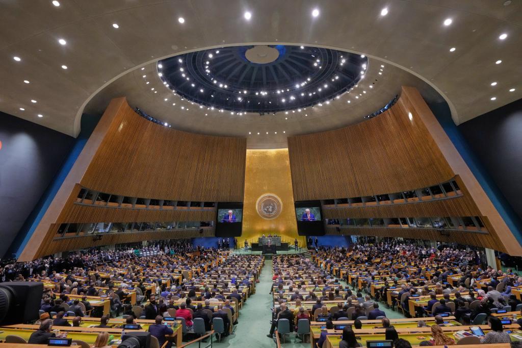 US President Donald Trump addresses the 80th session of the United Nations General Assembly