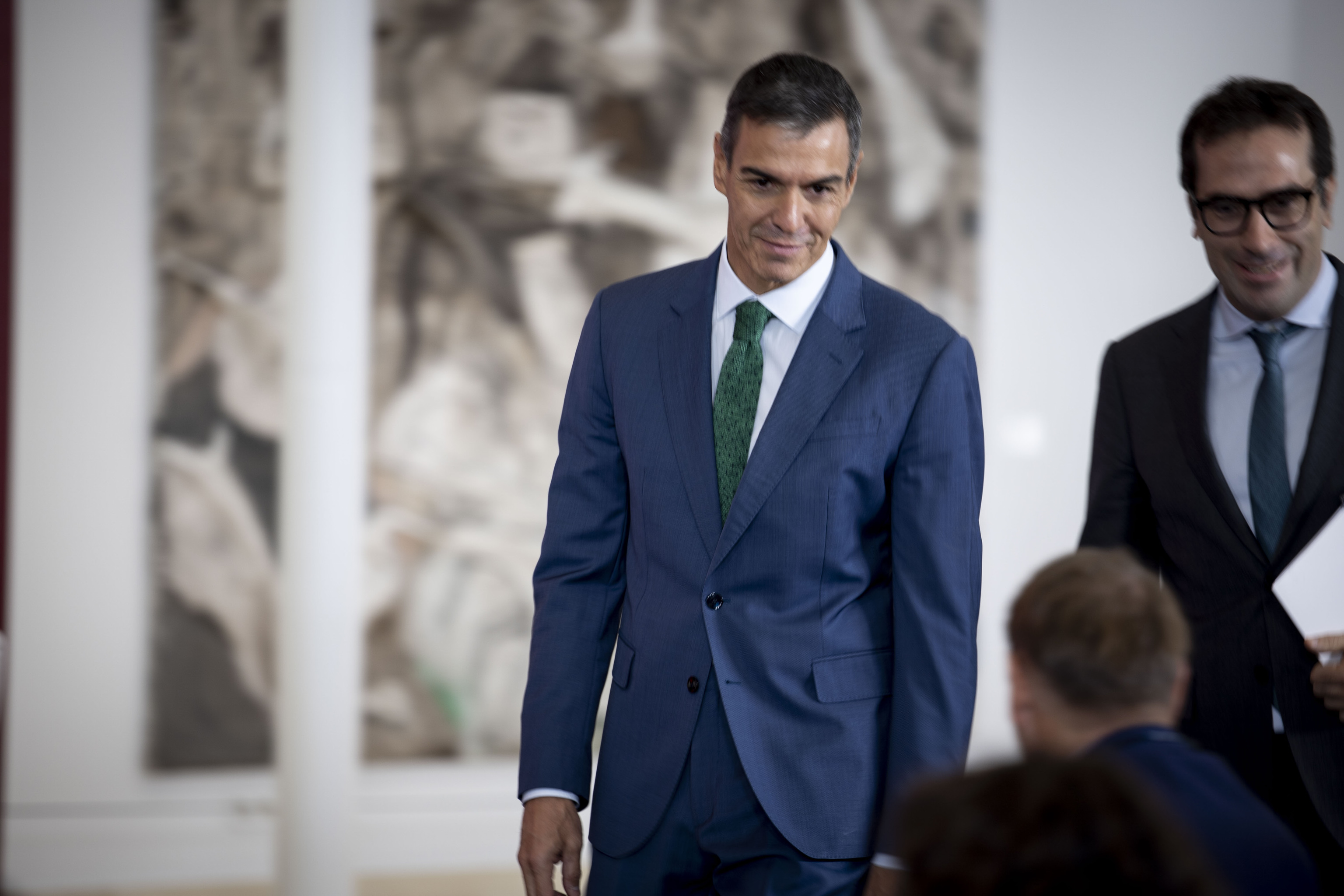 Spain's Prime Minister Pedro Sanchez and Spanish Minister of Economy, Trade, and Business Carlos Cuerpo