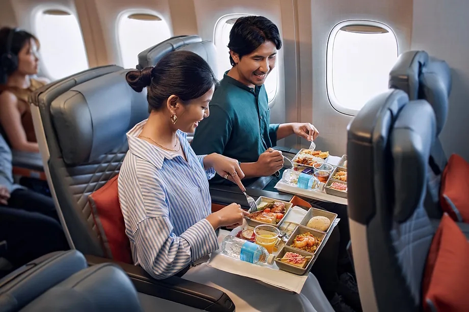 Lunch on a Singapore Airlines flight.