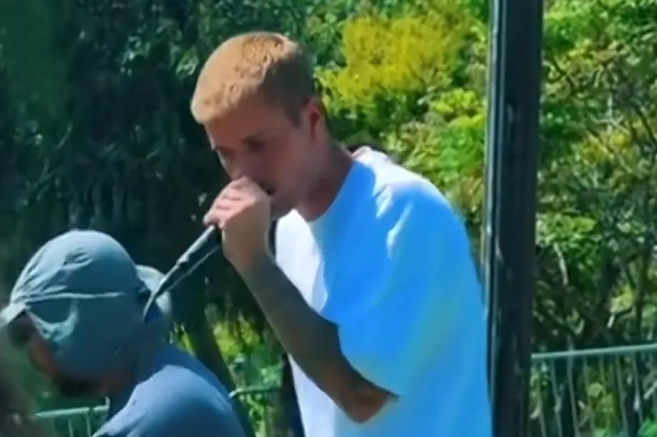 Justin Bieber in a public park in Los Angeles.