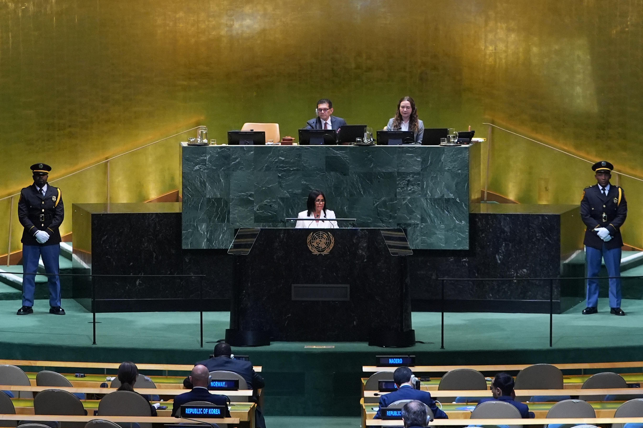 Delcy Rodr�guez addresses the 81st session of the United Nations General Assembly at U.N.