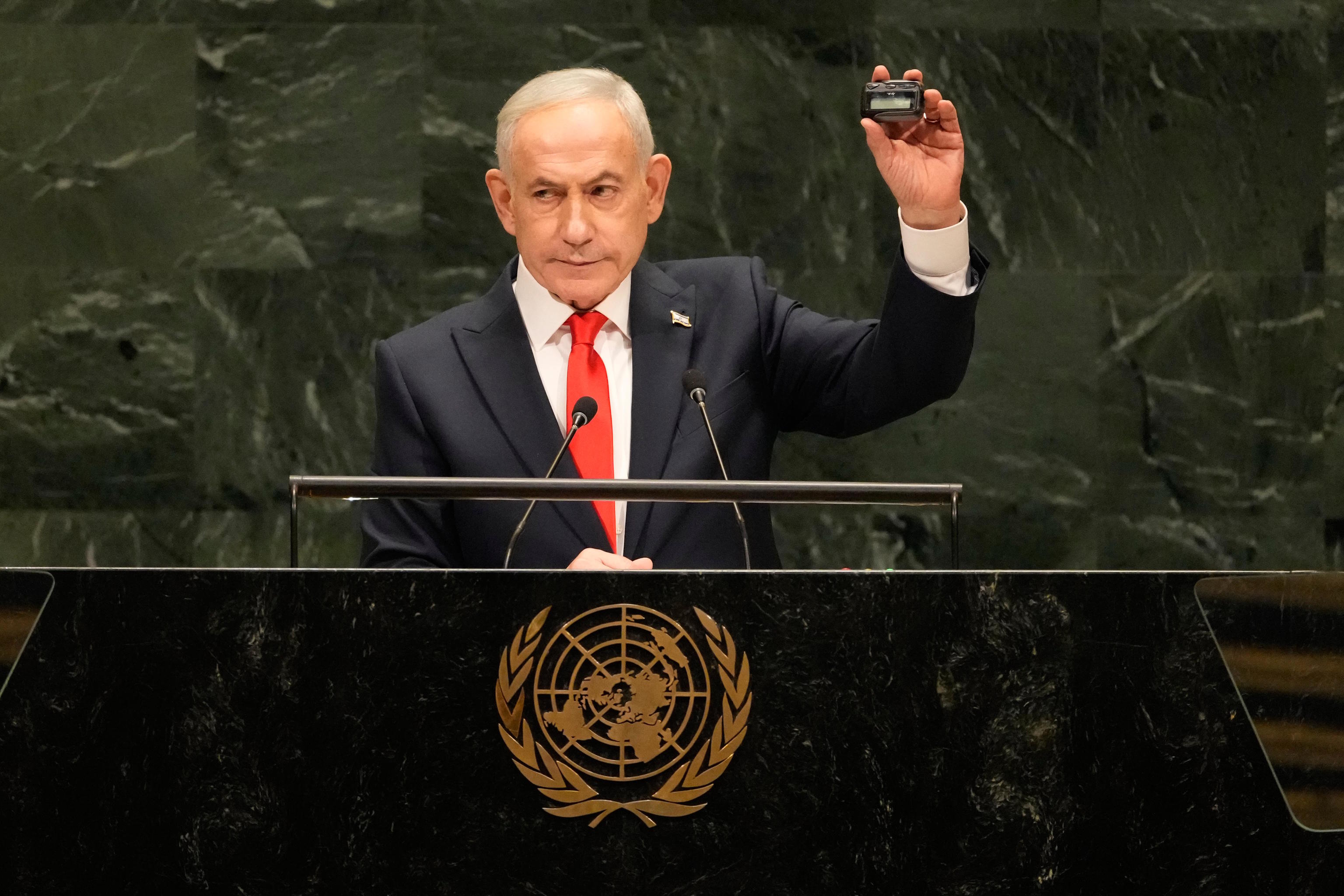 Netanyahu speaks during the 81st session of the United Nations General Assembly.