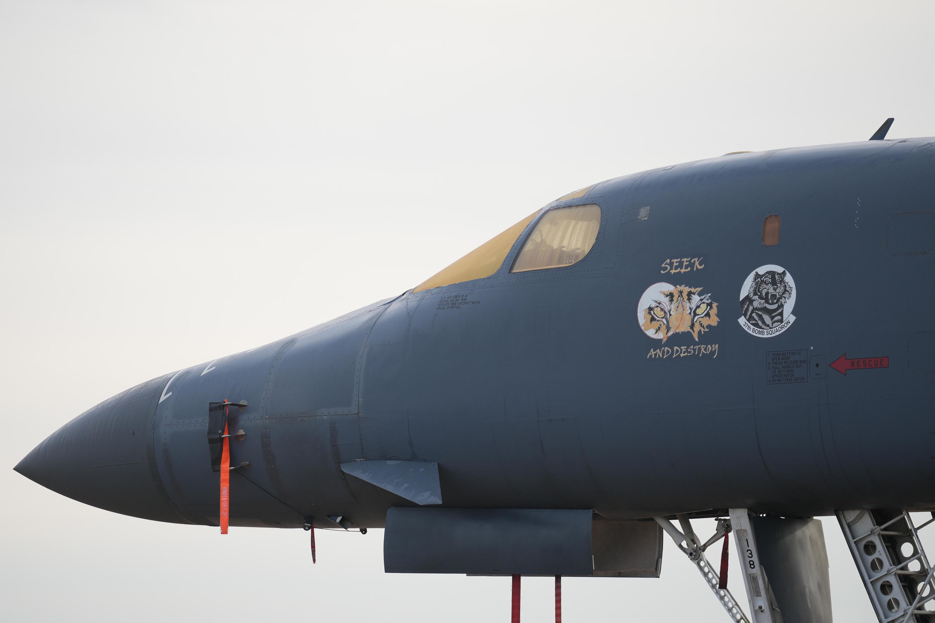 A B1 USAF bomber on the tarmac at RAF Fairford in Fairford.
