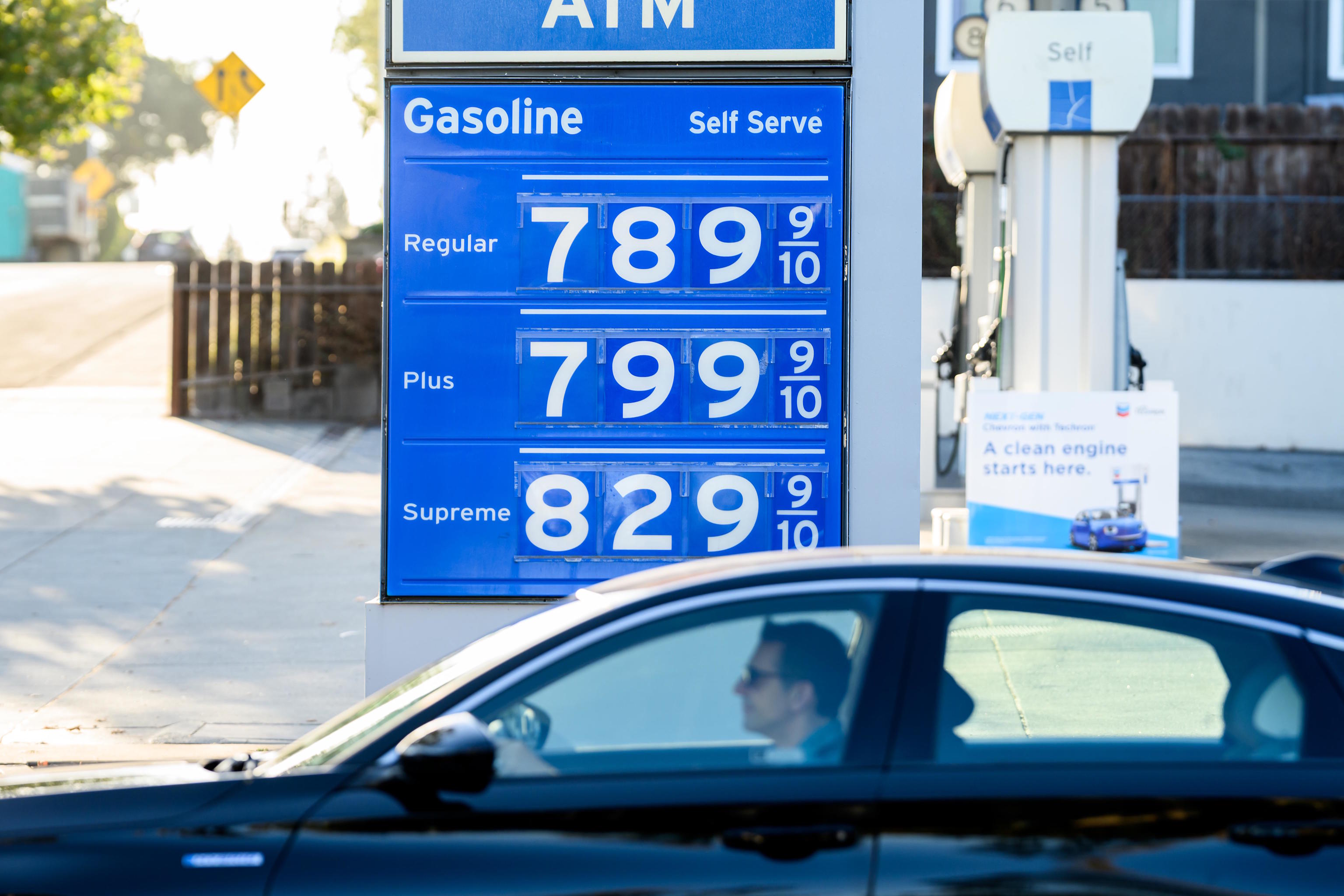 Gas prices at a Menlo Park, California.