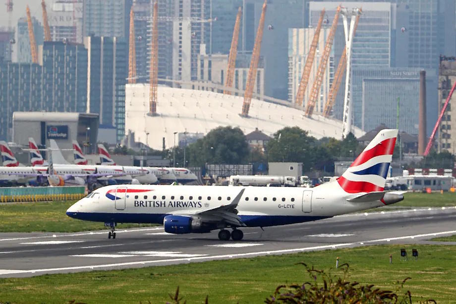 A British Airways plane in London.