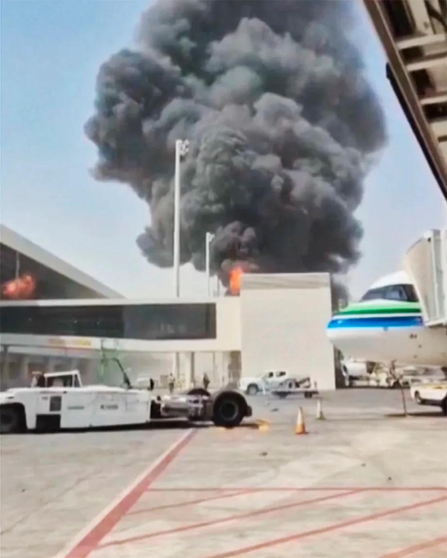 Flames at Riyadh's King Khalid Airport after the Houthi missile attack on Saturday.