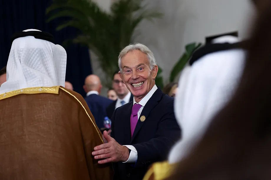 Tony Blair at a summit on Gaza held in Egypt in 2025.