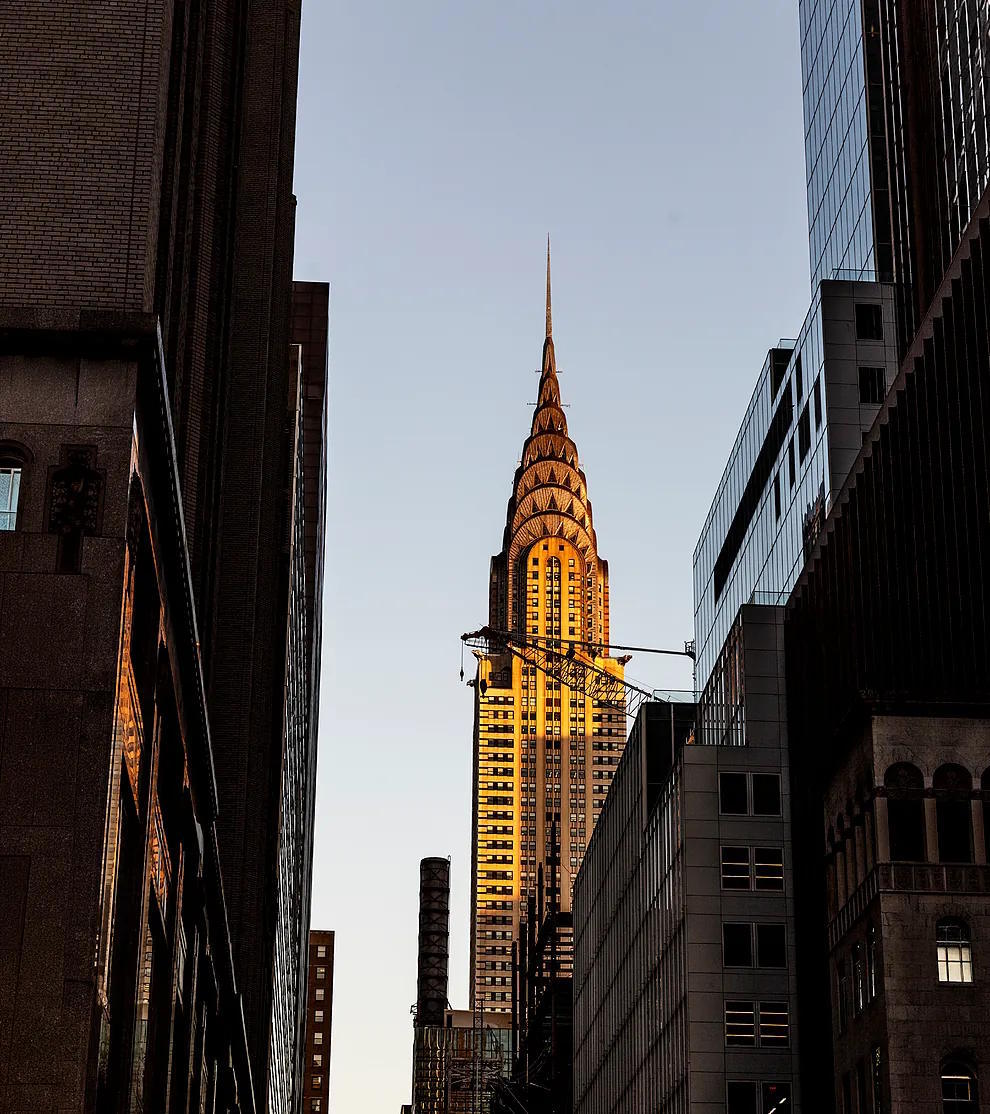 The Chrysler Building at sunset.