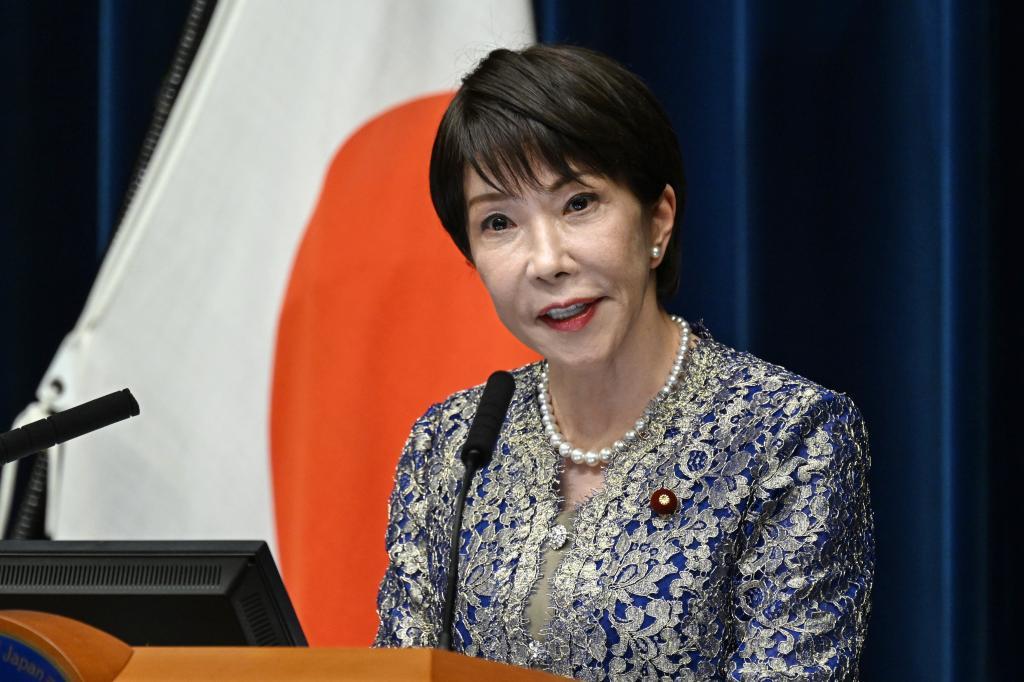 Sanae Takaichi, center, Japan's prime minister.