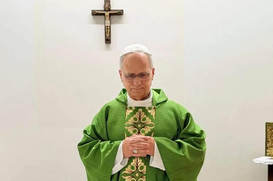 Pope Leo XIV officiating a Mass at the Gemelli University Hospital in Rome.