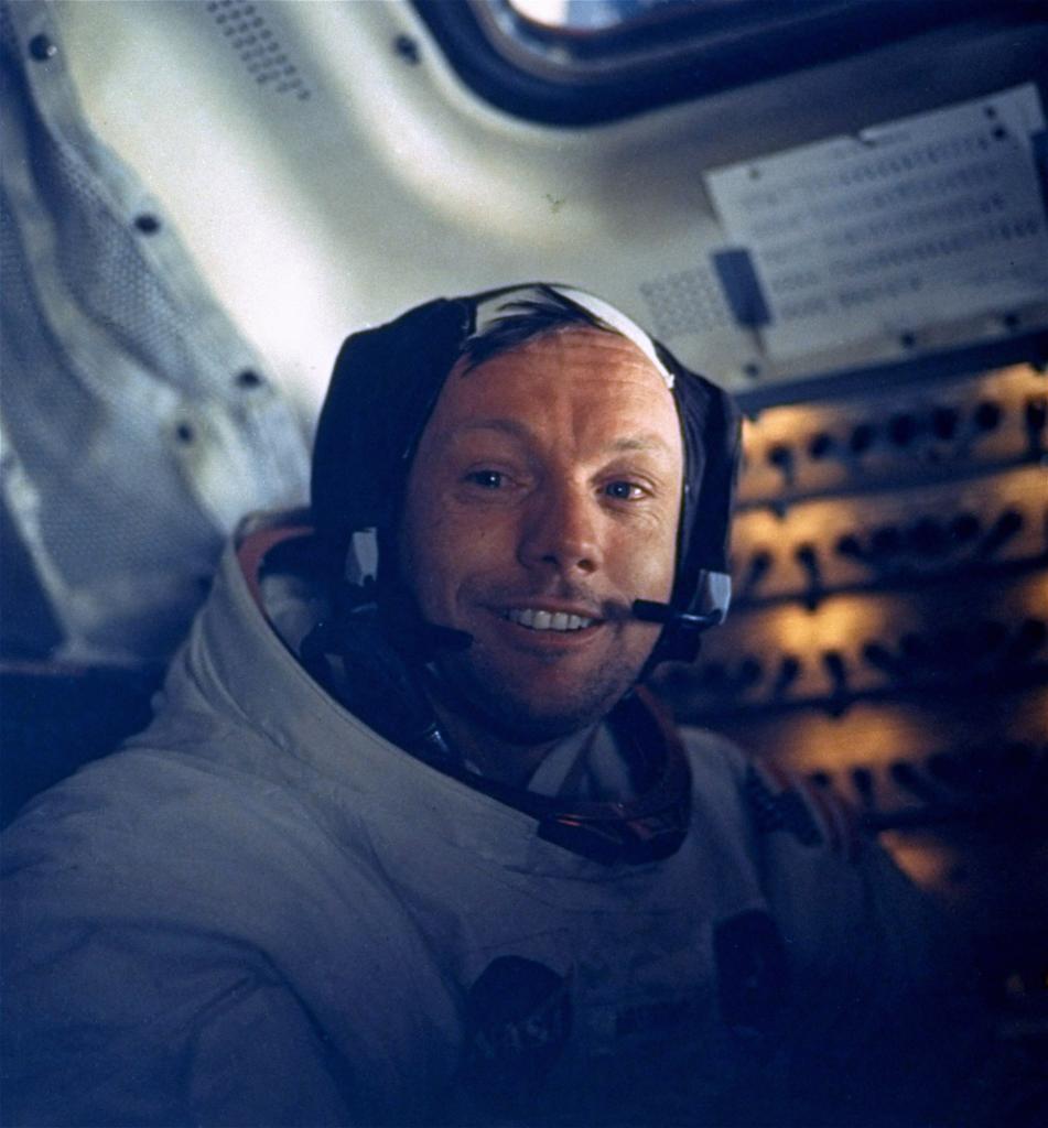 The Apollo 11 astronaut inside the lunar module.