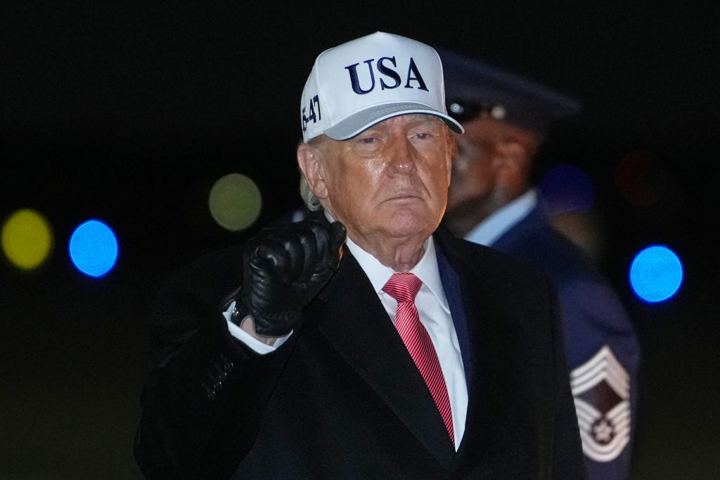 President Donald Trump arrives on Air Force One.