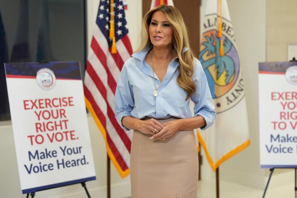 First lady Melania Trump after casting her early-voting ballot for the 2026 midterm elections