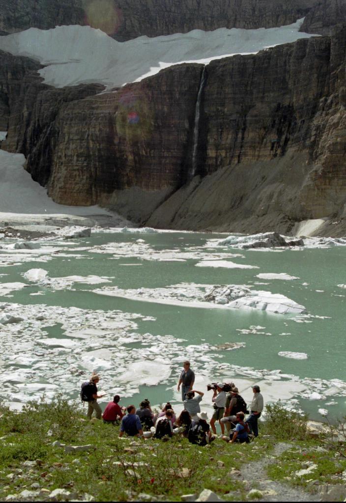 Grinnell Glacier Lake in the national park.