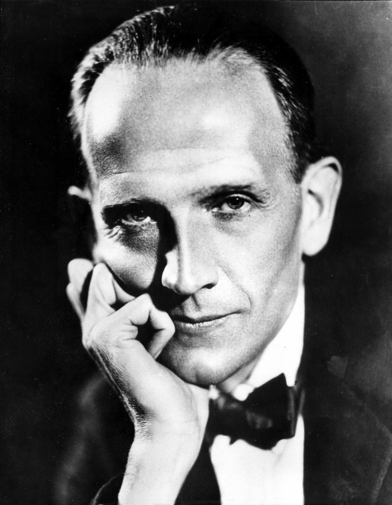 A.A. Milne, creator of the character Winnie the Pooh. Portrait orientation.