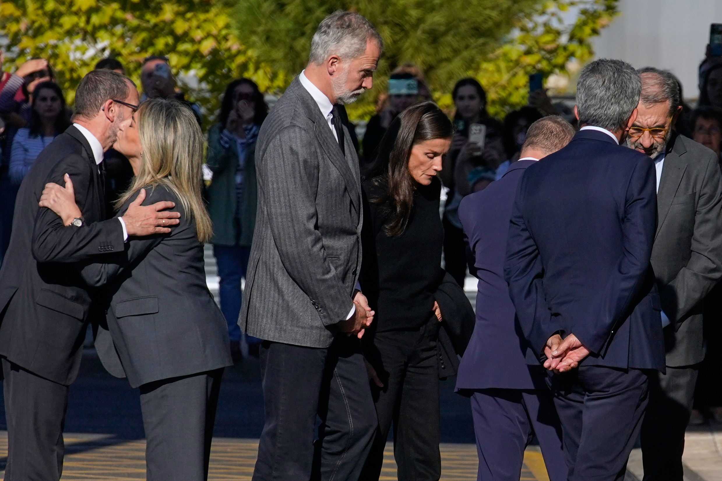 Spain's King Felipe VI and Queen Letizia arrive to visit people injured in a train collision in Toledo, Spain.