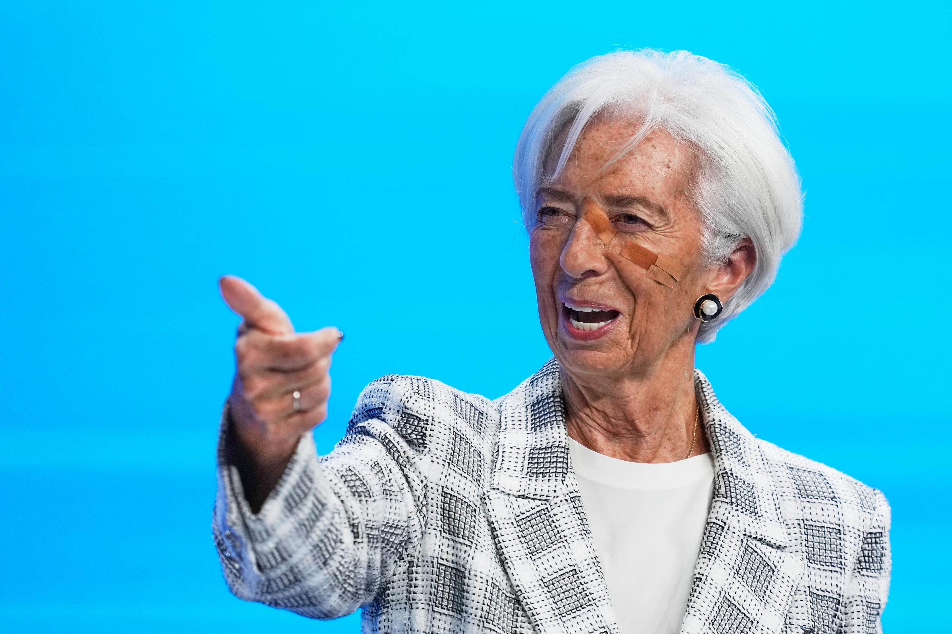 ECB President Christine Lagarde during the press conference held yesterday.